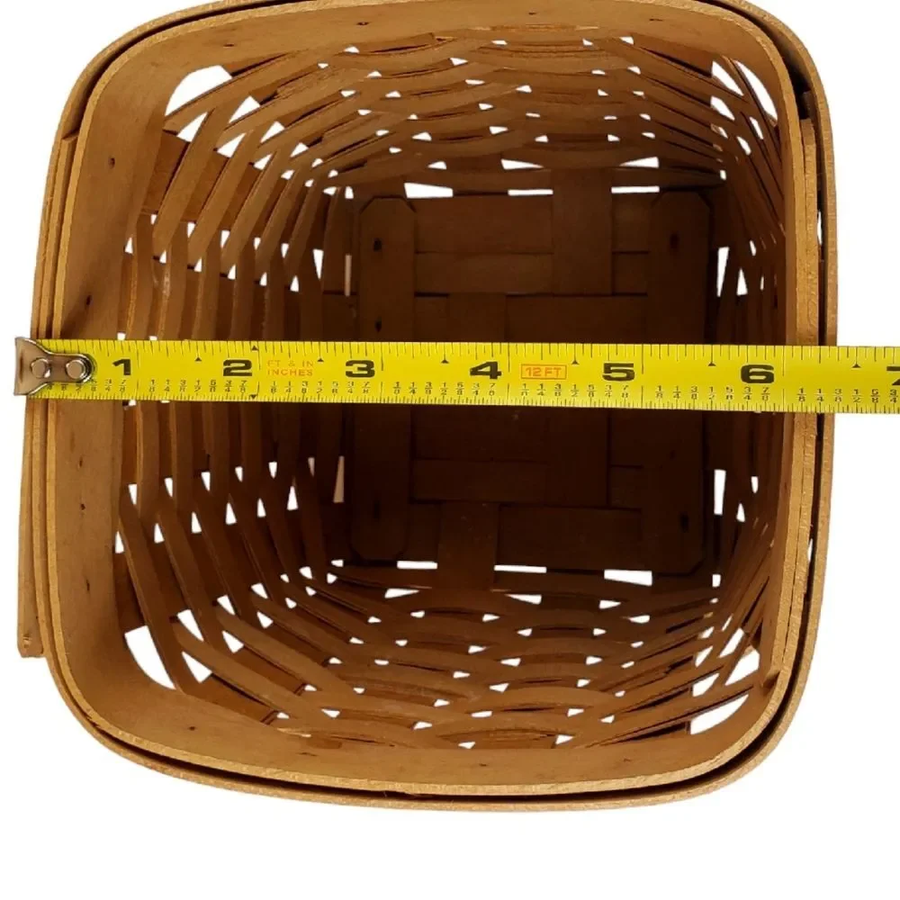LONGABERGER 2000 Handmade Square Basket Signed USA Woven Wood